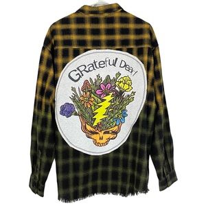 Grateful Dead Plaid Flannel Shirt Mens Unisex XL XXL Oversized Tie Dye Handmade